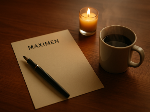 Blatt Papier mit Pen und Tasse Kaffee auf Schreibtisch